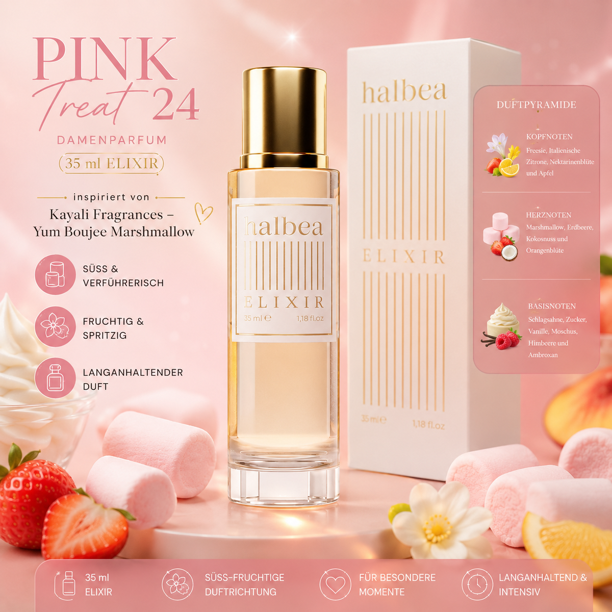 🌸 Pink Treat 24 – Damenparfum 35 ml Elixir 🌸 ✨ Duftrichtung: inspiriert von Kayali Fragrances – Yum Boujee Marshmallow ✨
