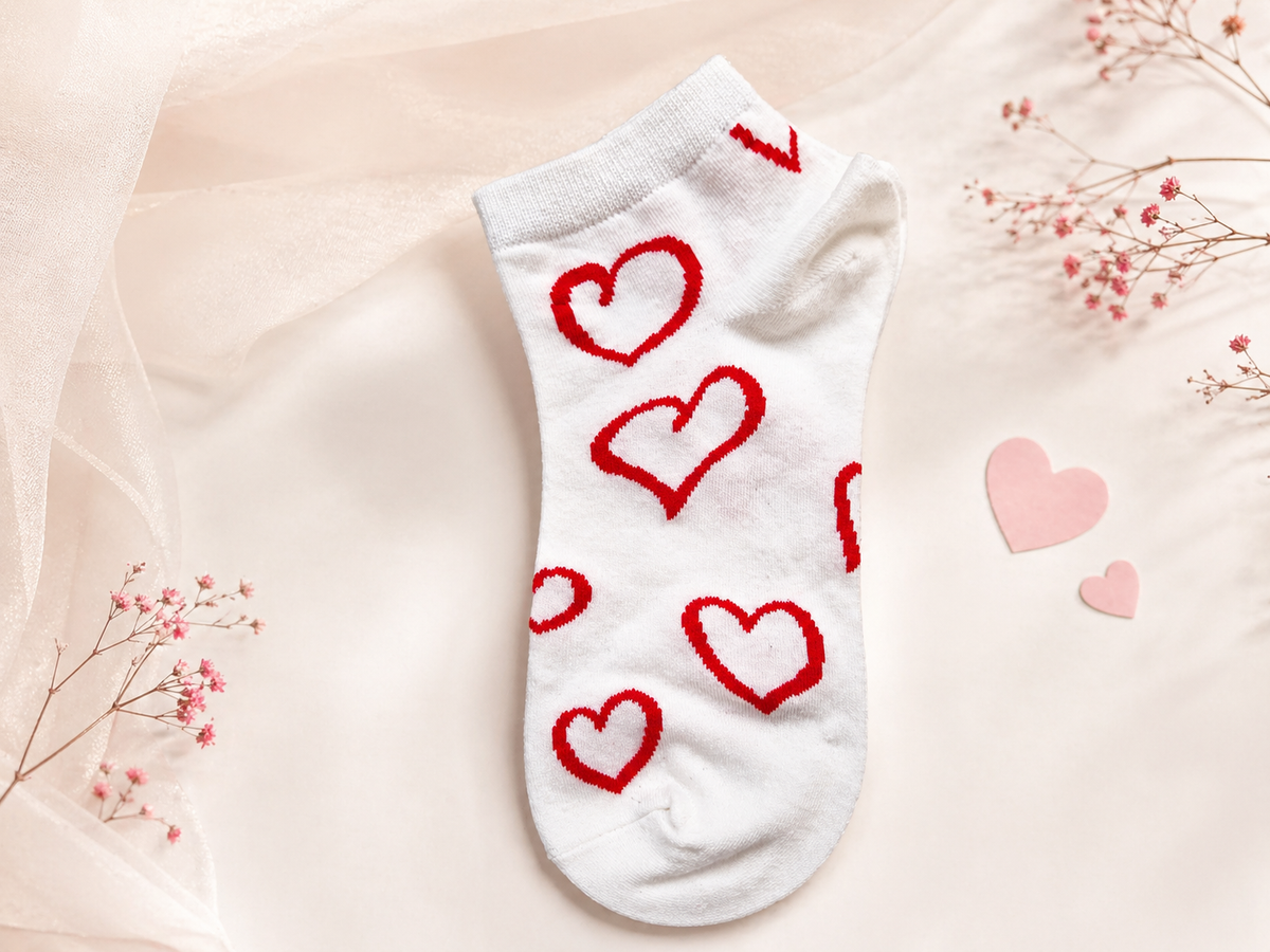 🧦❤️ Sport Söckchen – Herz an Herz in Weiß & Rot ❤️🧦