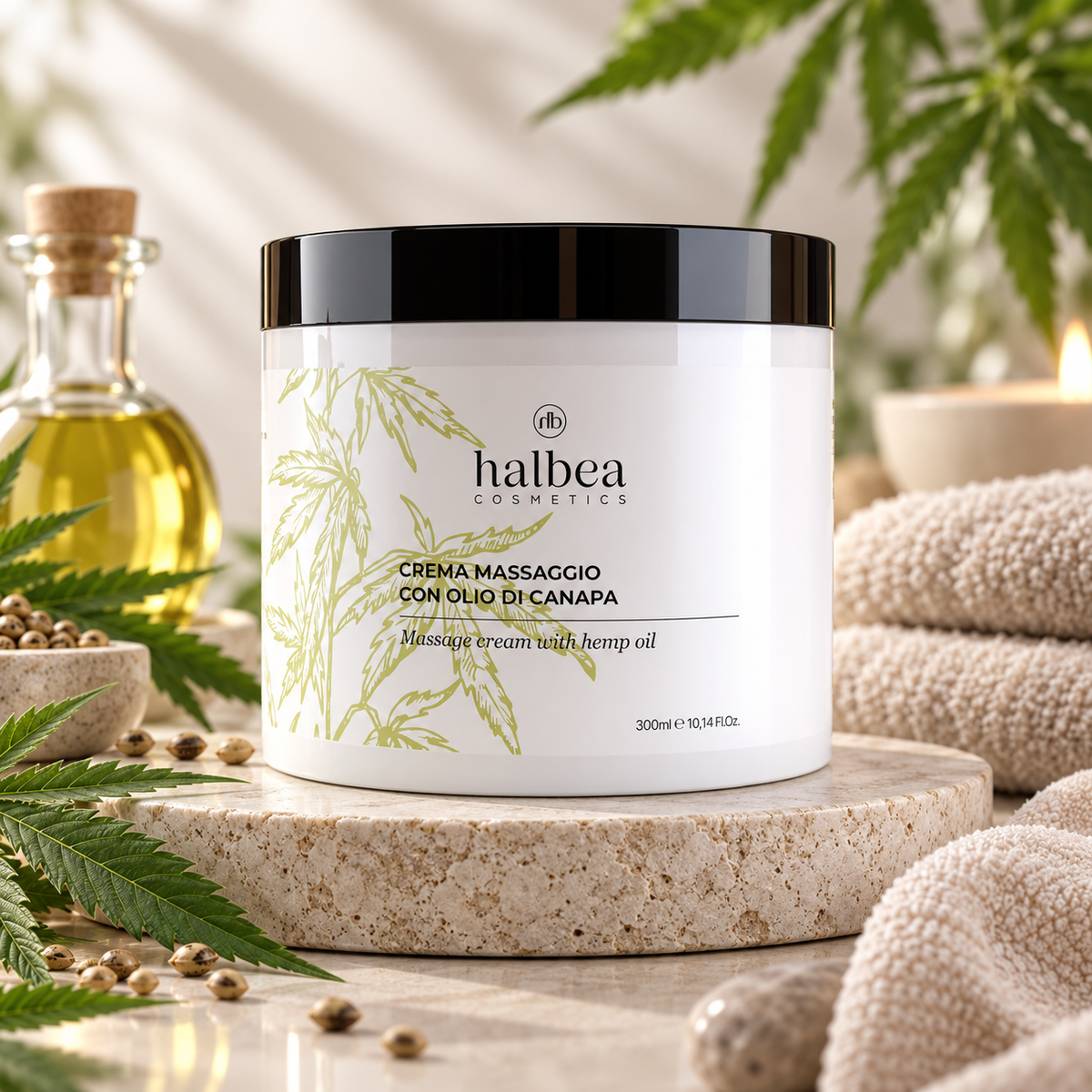 🌿💆♀️ Massagecreme mit Hanföl – 250 ml 💆♂️🌿
