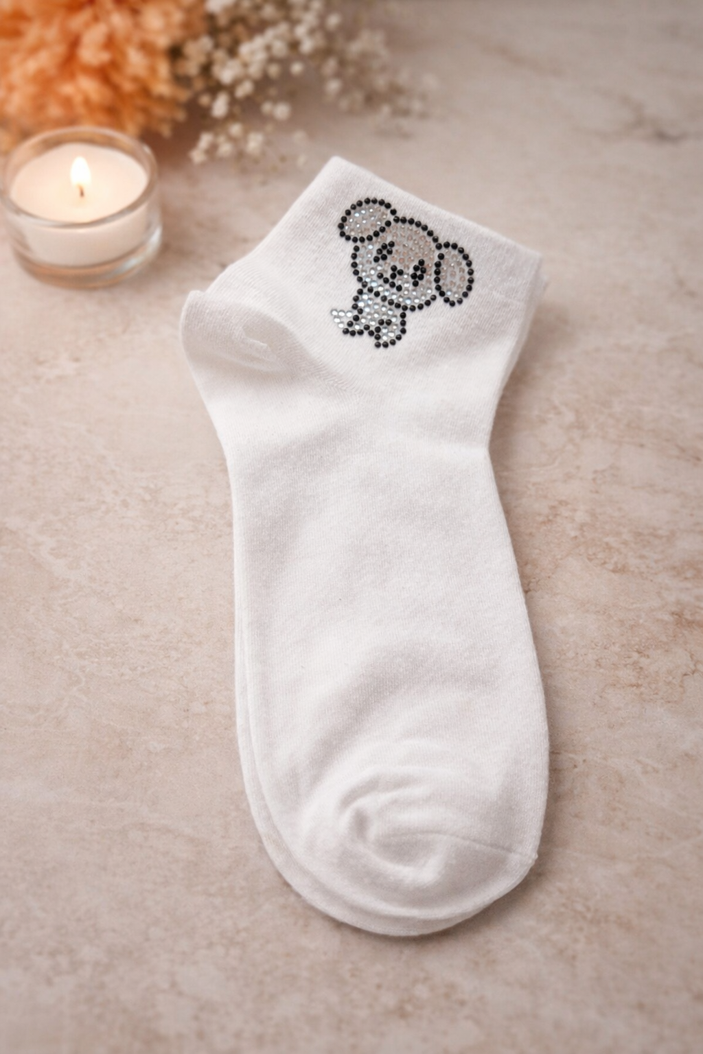 🧦✨ Damen Sneaker-Socken Koala mit Strass – Größe 38–41 | Farben: Weiß & Schwarz ✨🧦