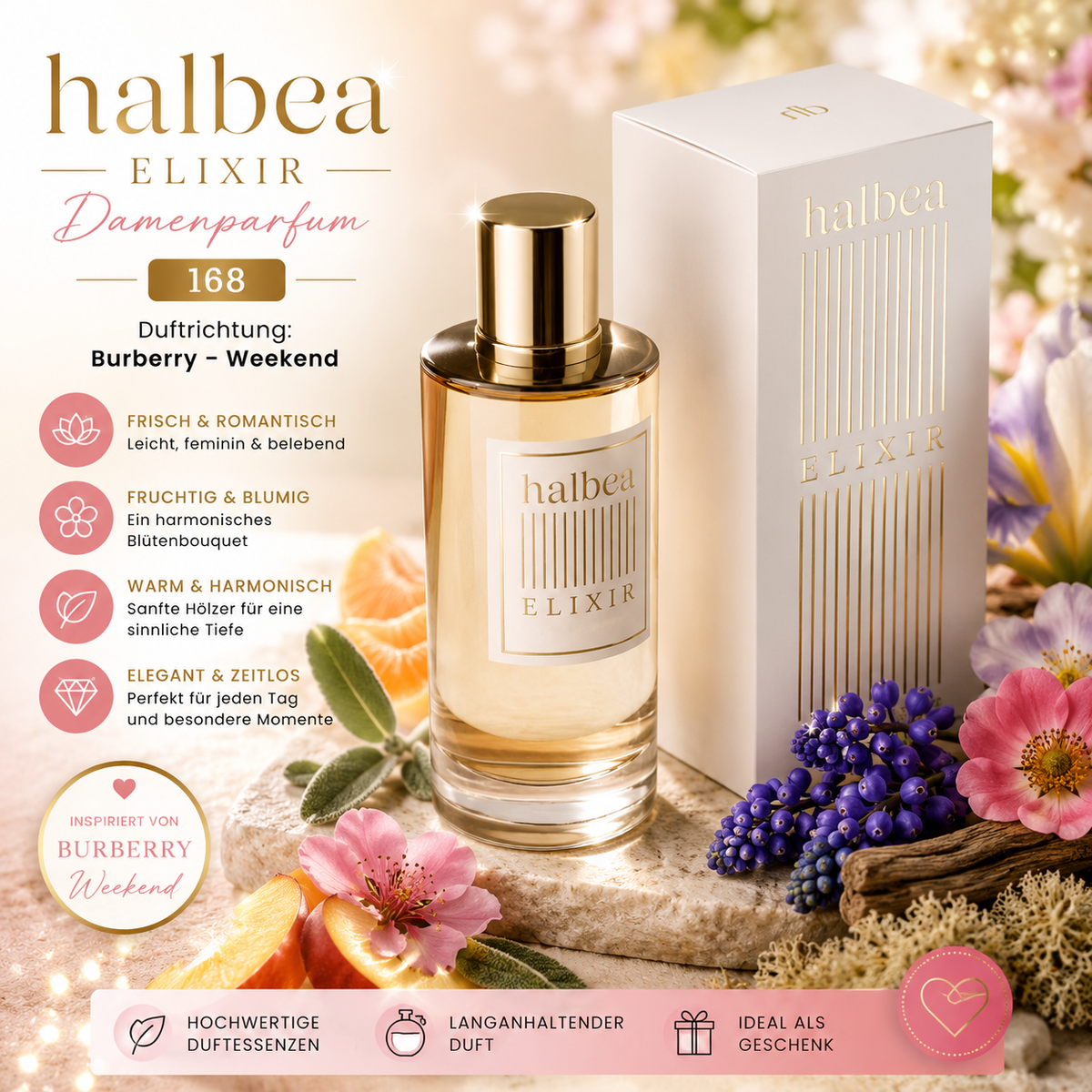 🌸✨ Halbea 168 Damenparfum Elixir ✨🌸 Inspiriert von Burberry – Weekend 💖🌿