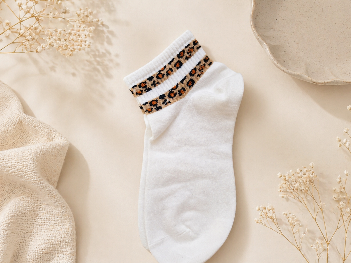 🧦🐆 Sport Söckchen mit Leo-Style Bündchen – Gr. 36–41 – 2 Farben! 🤍🖤