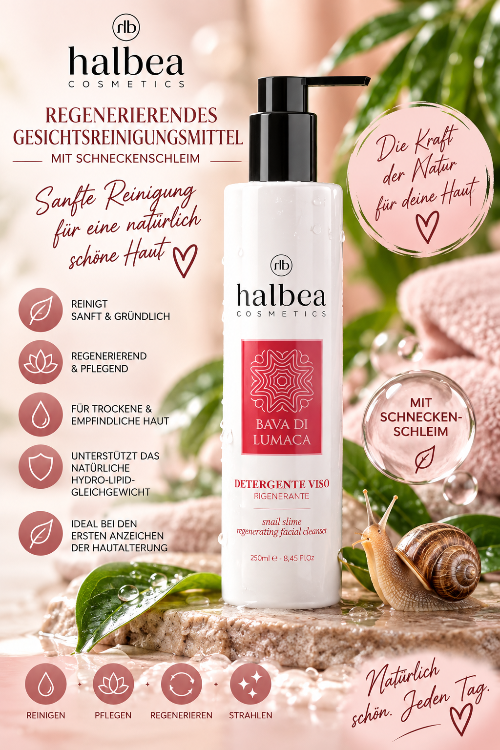 🐌✨ Regenerierendes Gesichtsreinigungsmittel mit Schneckenschleim – 250 ml ✨🐌