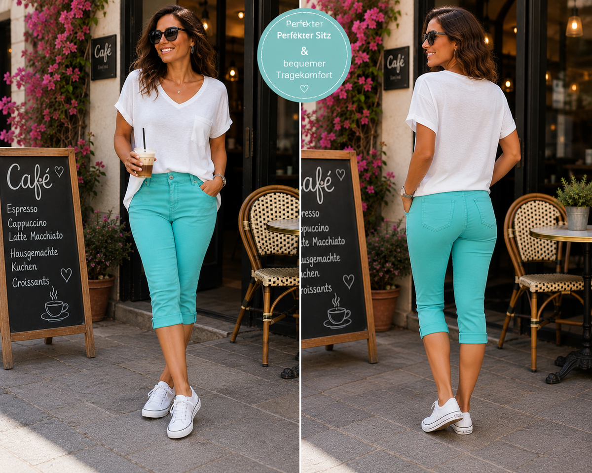 💙✨ Karostar Capri Jeans – Sommerliebling in frischem Türkis 💙☀️