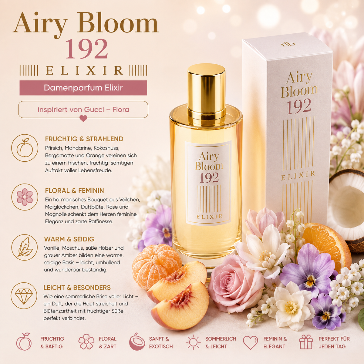 🌸✨ Airy Bloom 192 – Damenparfum Elixir ✨🌸 inspiriert von Gucci – Flora 💖