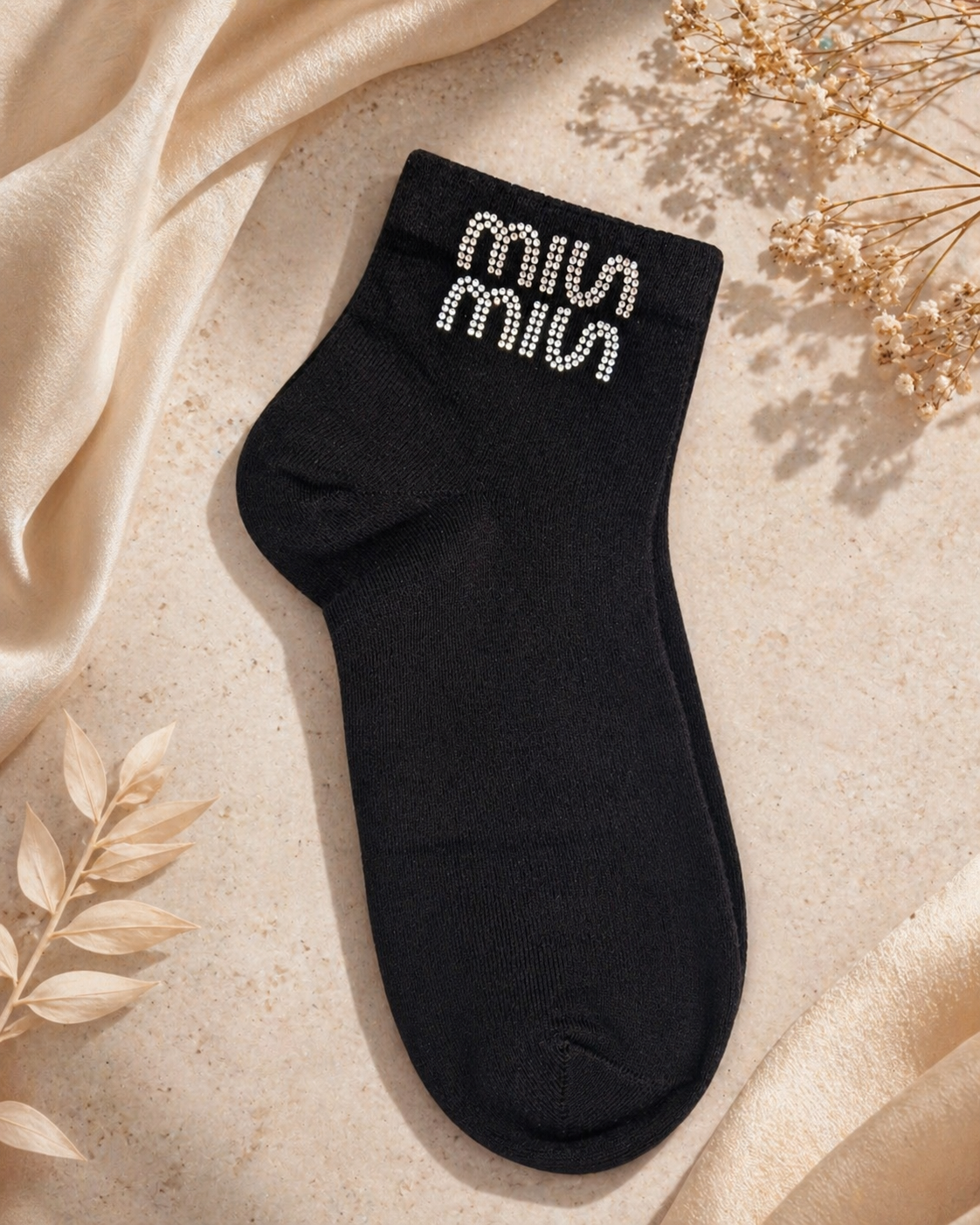 Damen Sneaker-Socken mit Strass-Schriftzug ✨ Größe 38–41 | 5 Farben erhältlich