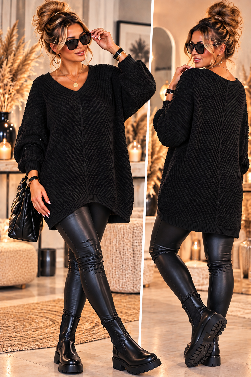 🖤✨ Oversize-Strickpullover mit besonderem Schnitt – Gr. 42–48 ✨🖤
