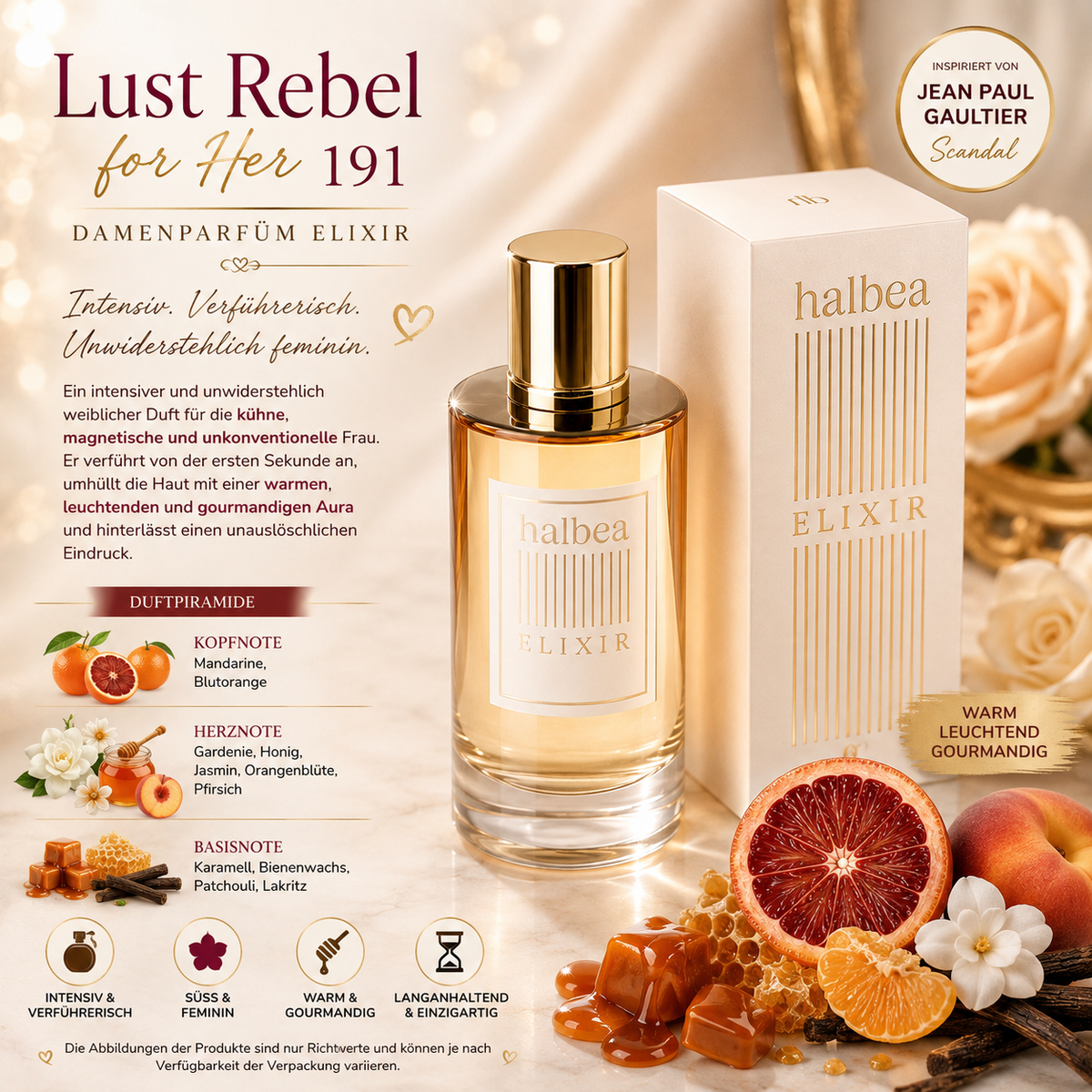 🍯🔥 Lust Rebel for Her 191 – Damenparfum Elixir | inspiriert von Jean Paul Gaultier – Scandal 🔥🍯