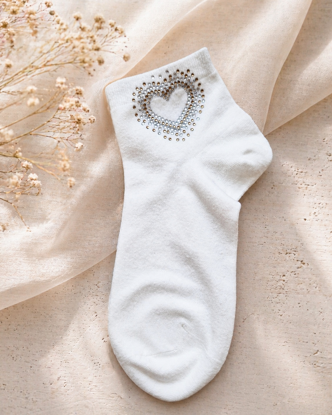 Strass-Söckchen „Offenes Herz“ | Größe 38–41 | 4 Farben