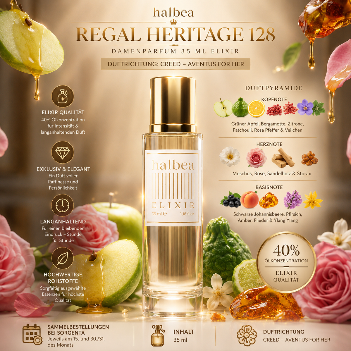 ✨ Halbea Regal Heritage 128 – Damenparfum Elixir ✨ 🌸 Duftrichtung: Creed – Aventus for Her 🌸