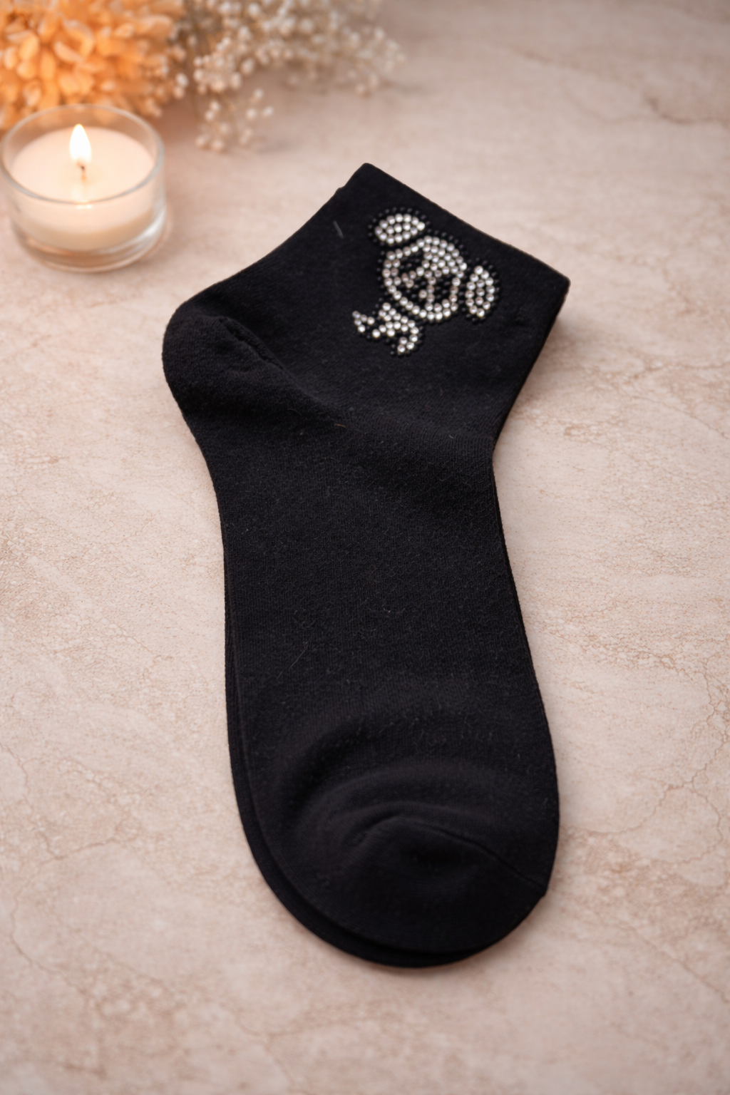🧦✨ Damen Sneaker-Socken Koala mit Strass – Größe 38–41 | Farben: Weiß & Schwarz ✨🧦
