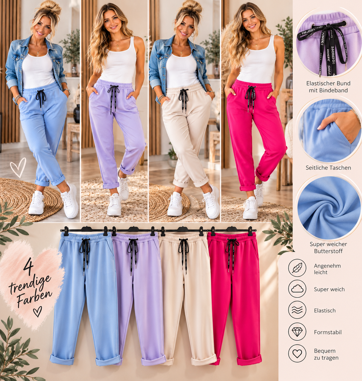 💕 Butterstoffhose Gr. 38–44 – superweich, bequem & figurfreundlich