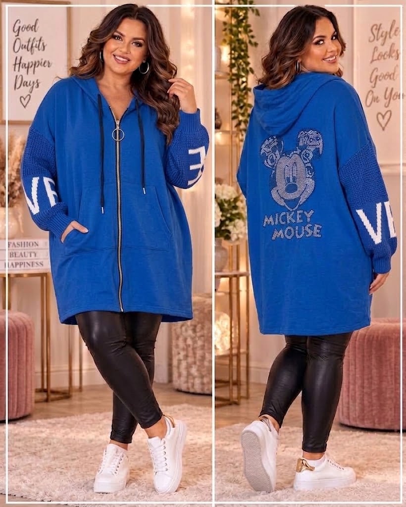 💙✨ Oversize Kapuzenjacke mit Mickey-Mouse-Motiv – Gr. 50–56 ✨💙
