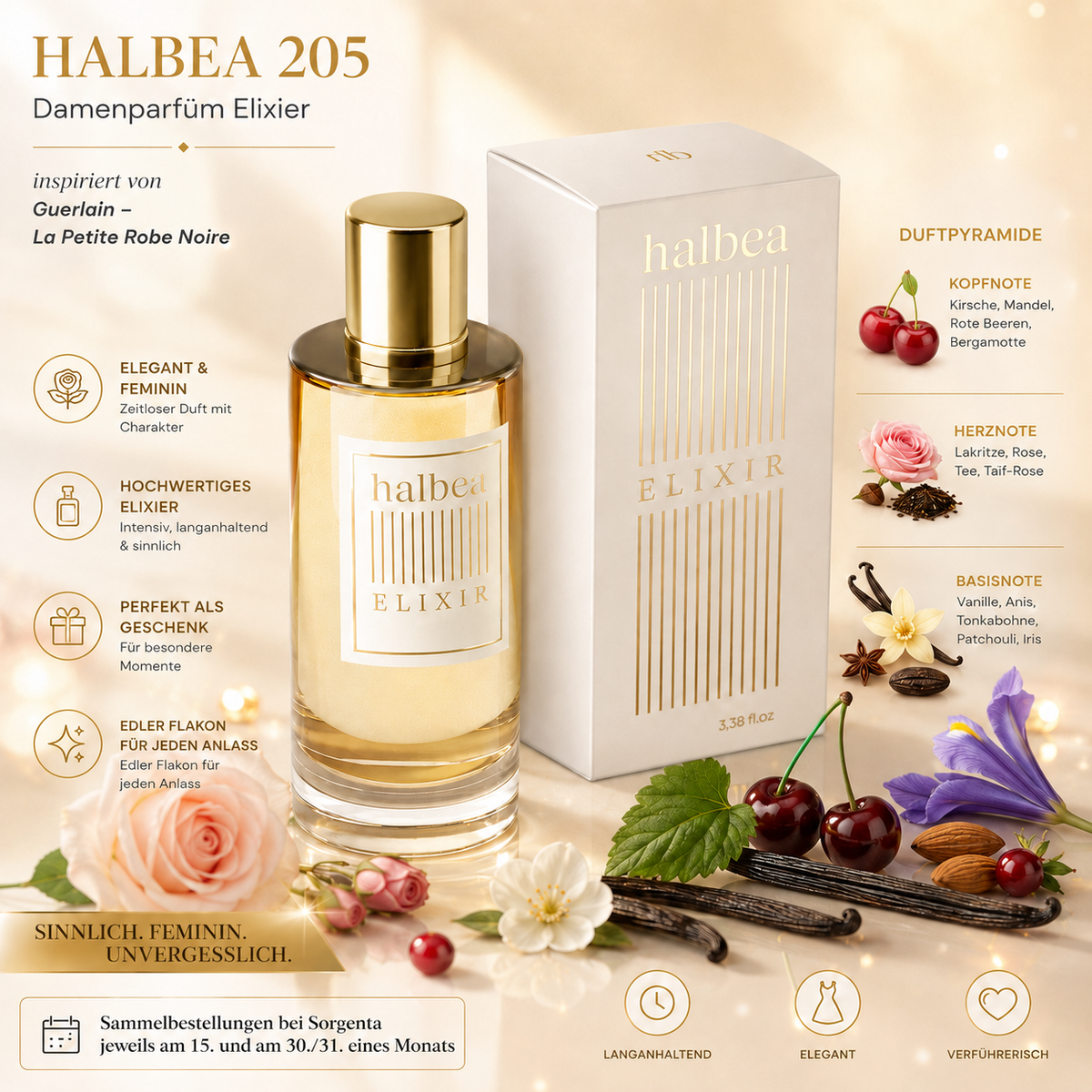 🌹✨ Halbea 205 Damenparfüm Elixier✨🌹 Duftrichtung: inspiriert von Guerlain – La Petite Robe Noire 🖤👗