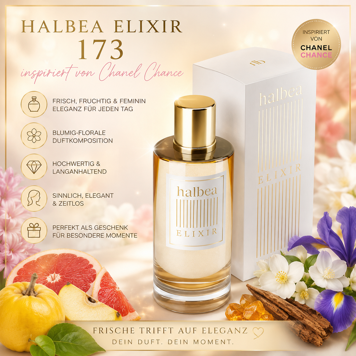 ✨🌸 Halbea Elixir 173 – Damenparfum🌸✨ 🌺 Inspiriert von Chanel Chance 🌺