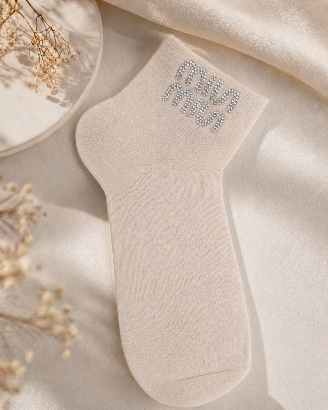 Damen Sneaker-Socken mit Strass-Schriftzug ✨ Größe 38–41 | 5 Farben erhältlich