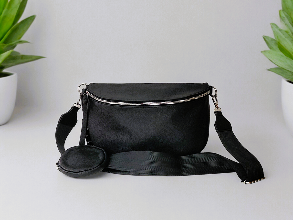 Crossbag uni mit kleiner Tasche in versch. Farben