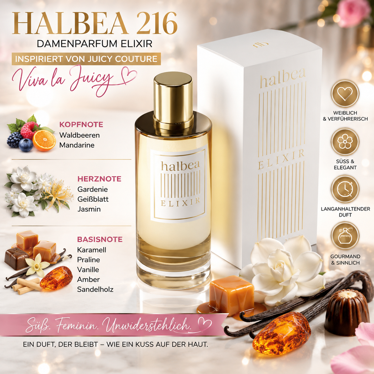 🌸 Halbea 216 Damenparfum Elixir 🌸 ✨ Inspiriert von Juicy Couture – Viva La Juicy ✨
