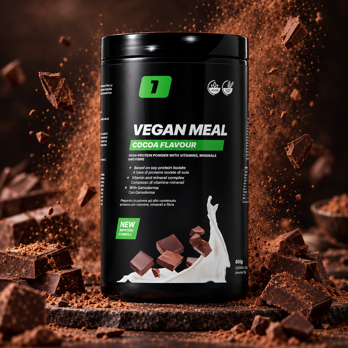 🍫🌱 VeganMeal Kakao – Proteinreicher Mahlzeitenersatz – 600 g 🌱🍫