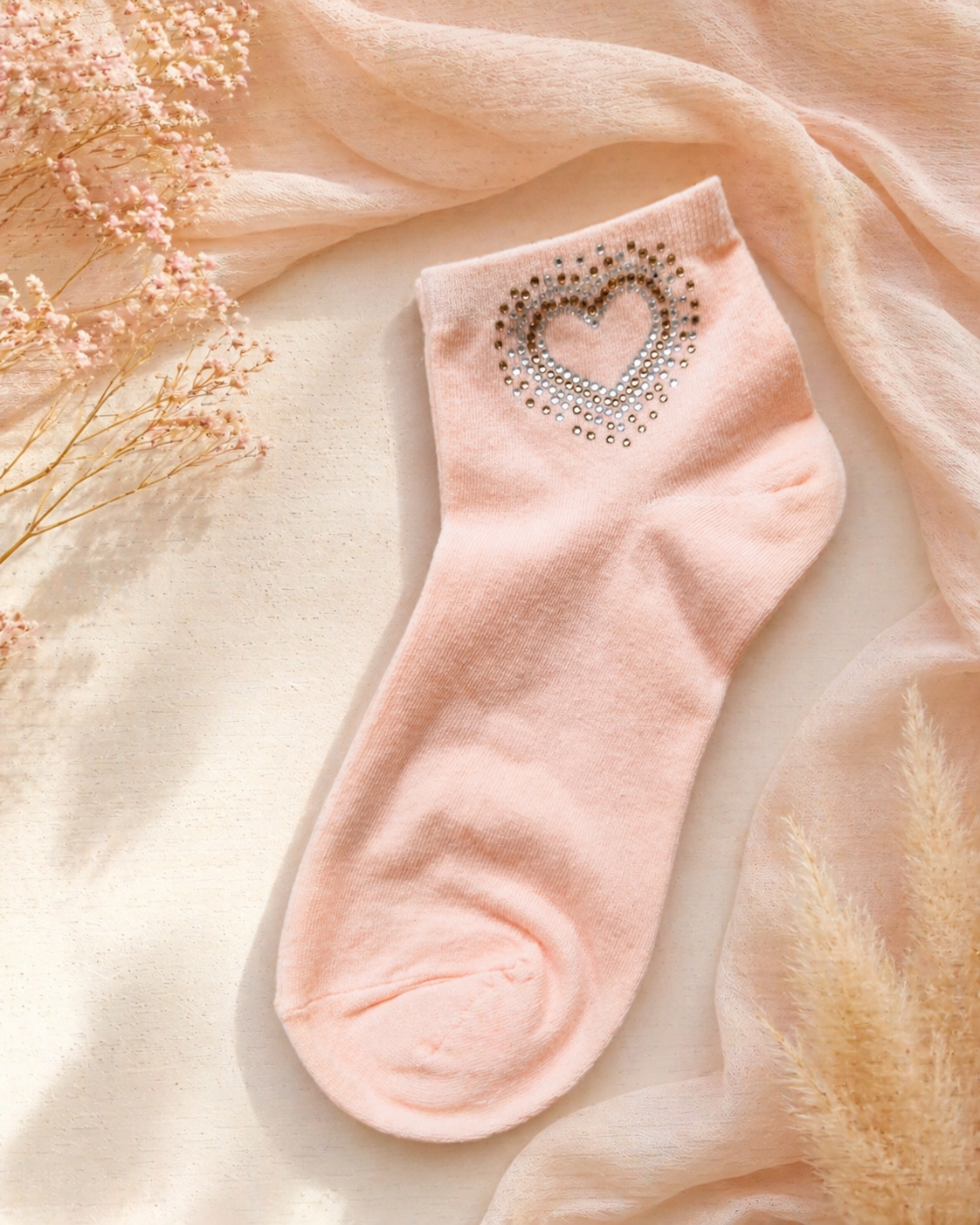 Strass-Söckchen „Offenes Herz“ | Größe 38–41 | 4 Farben