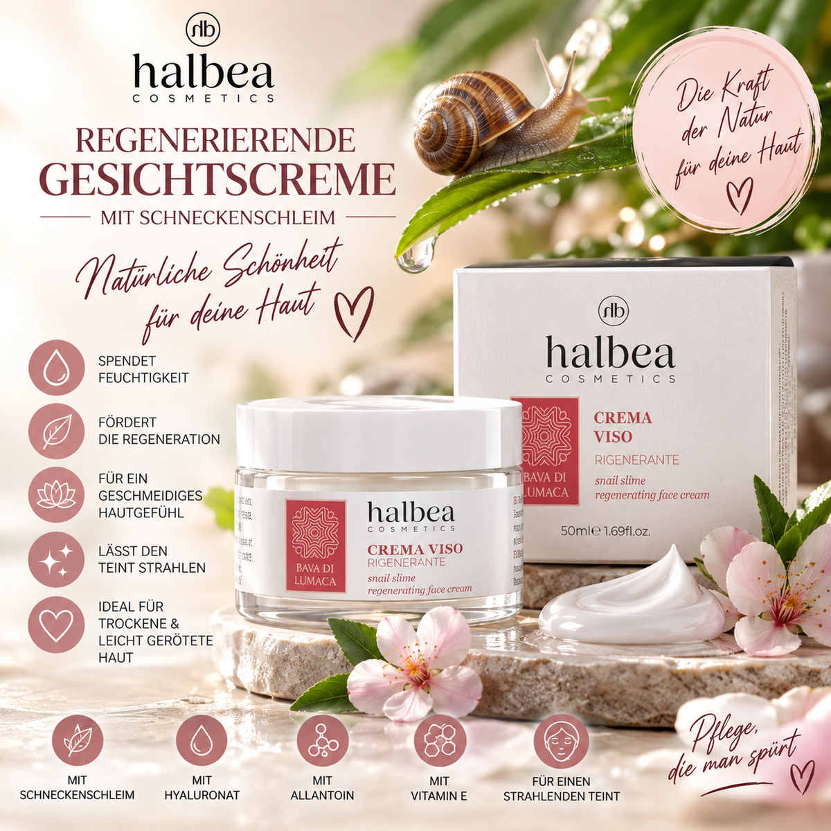 🐌✨ Regenerierende Gesichtscreme mit Schneckenschleim – 50 ml ✨🐌