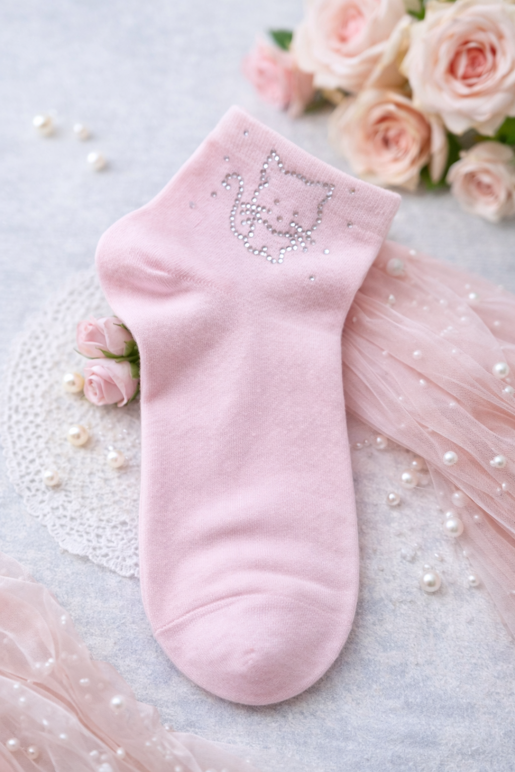 🧦✨ Damen Socken mit Glitzer-Katzenmotiv – Größe 38–41 | Mehrere Farben ✨🐱