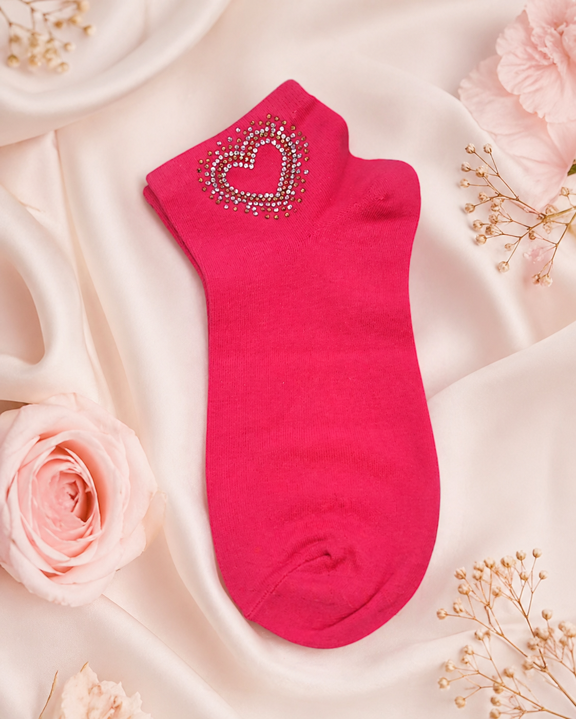 Strass-Söckchen „Offenes Herz“ | Größe 38–41 | 4 Farben