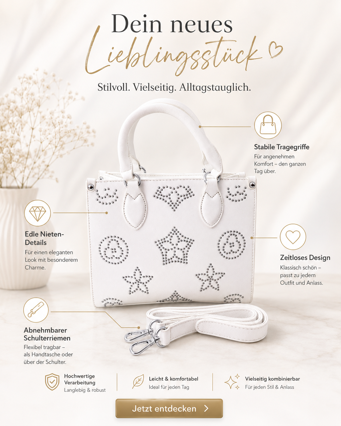 Handtasche im edlen Design ✨👜💖 – 3 Farben erhältlich
