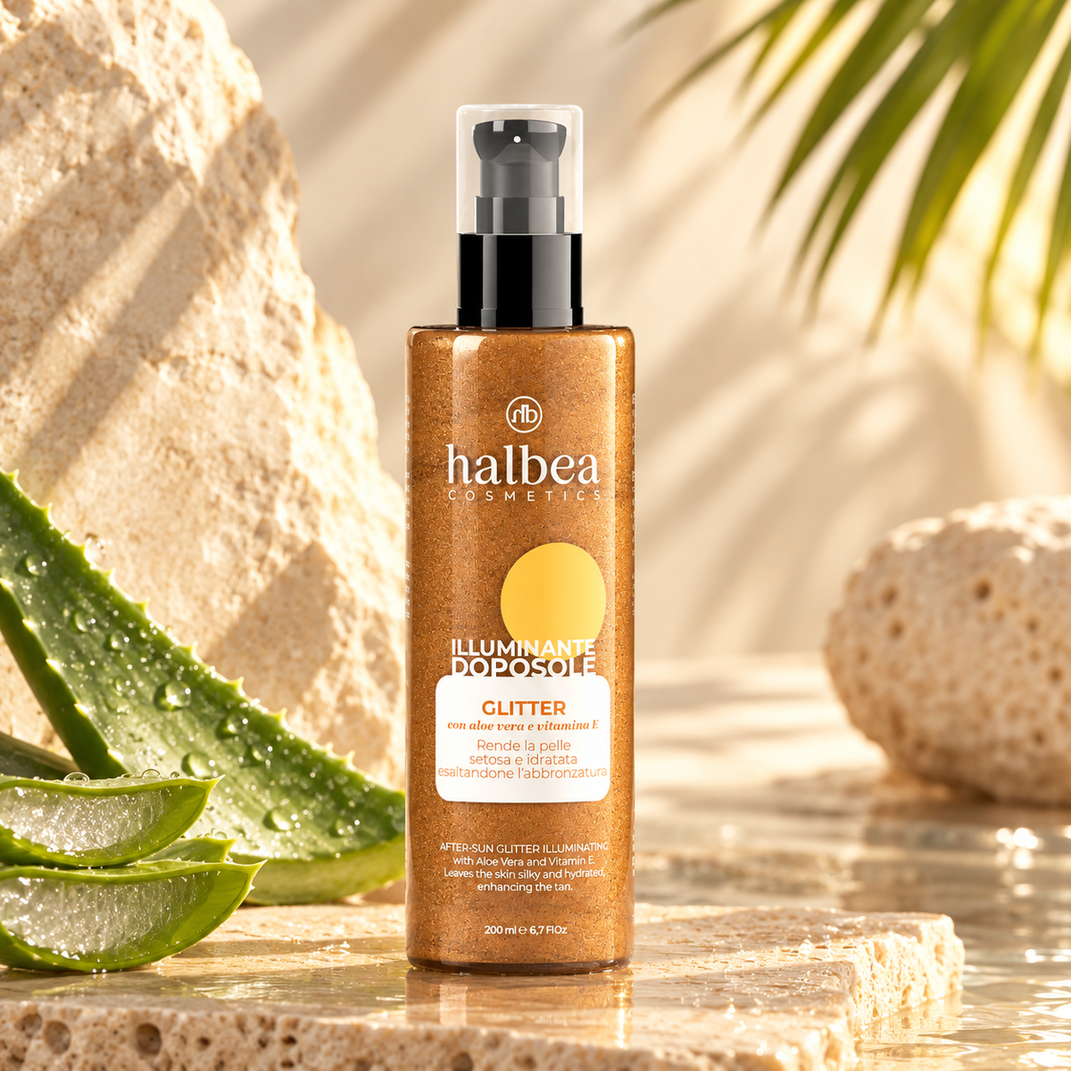 ✨🌞 Glitzernder After-Sun-Highlighter mit Aloe Vera & Vitamin E – 200 ml 🌞✨