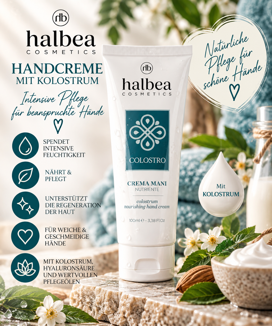 🥛✨ Nährende Handcreme mit Kolostrum – 100 ml ✨🤲