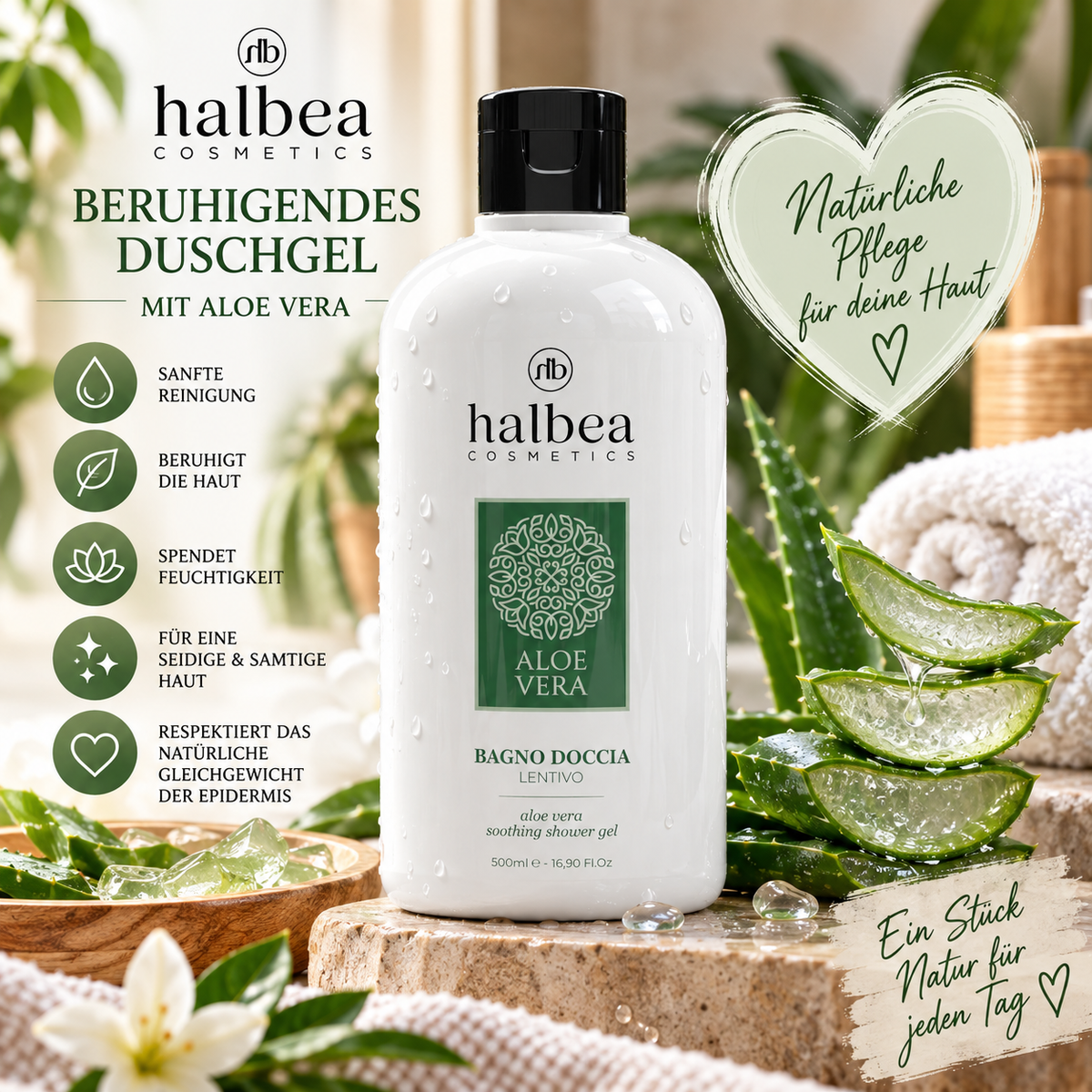 🌿💚 Beruhigendes Duschgel mit Aloe Vera – 500 ml 💚🌿