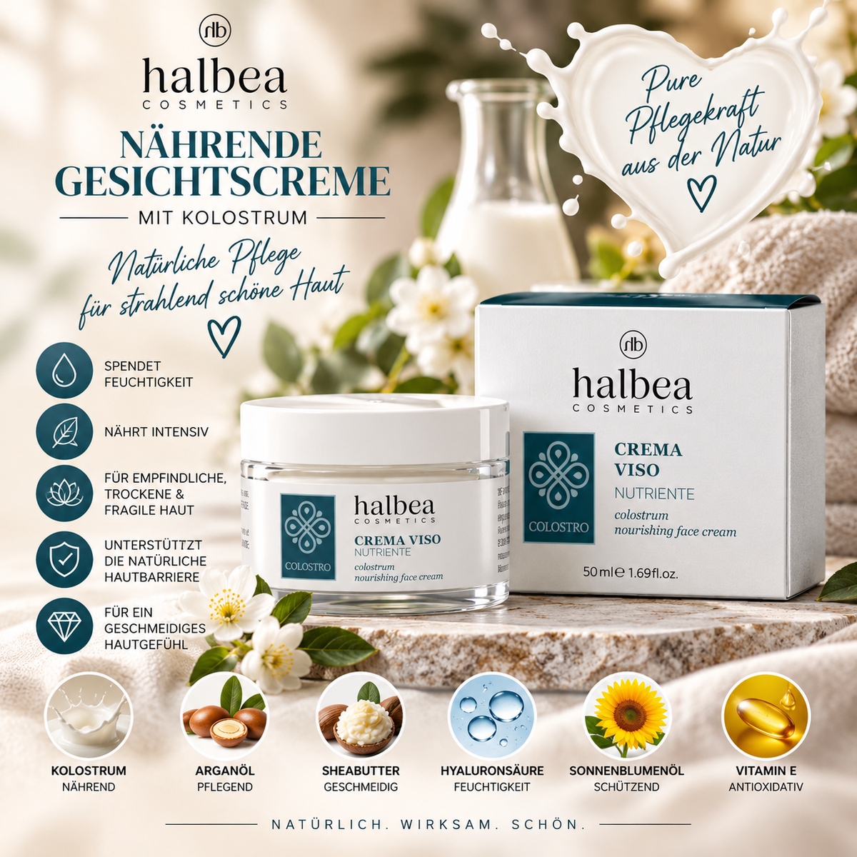 🥛✨ Nährende Gesichtscreme mit Kolostrum – 50 ml ✨🥛