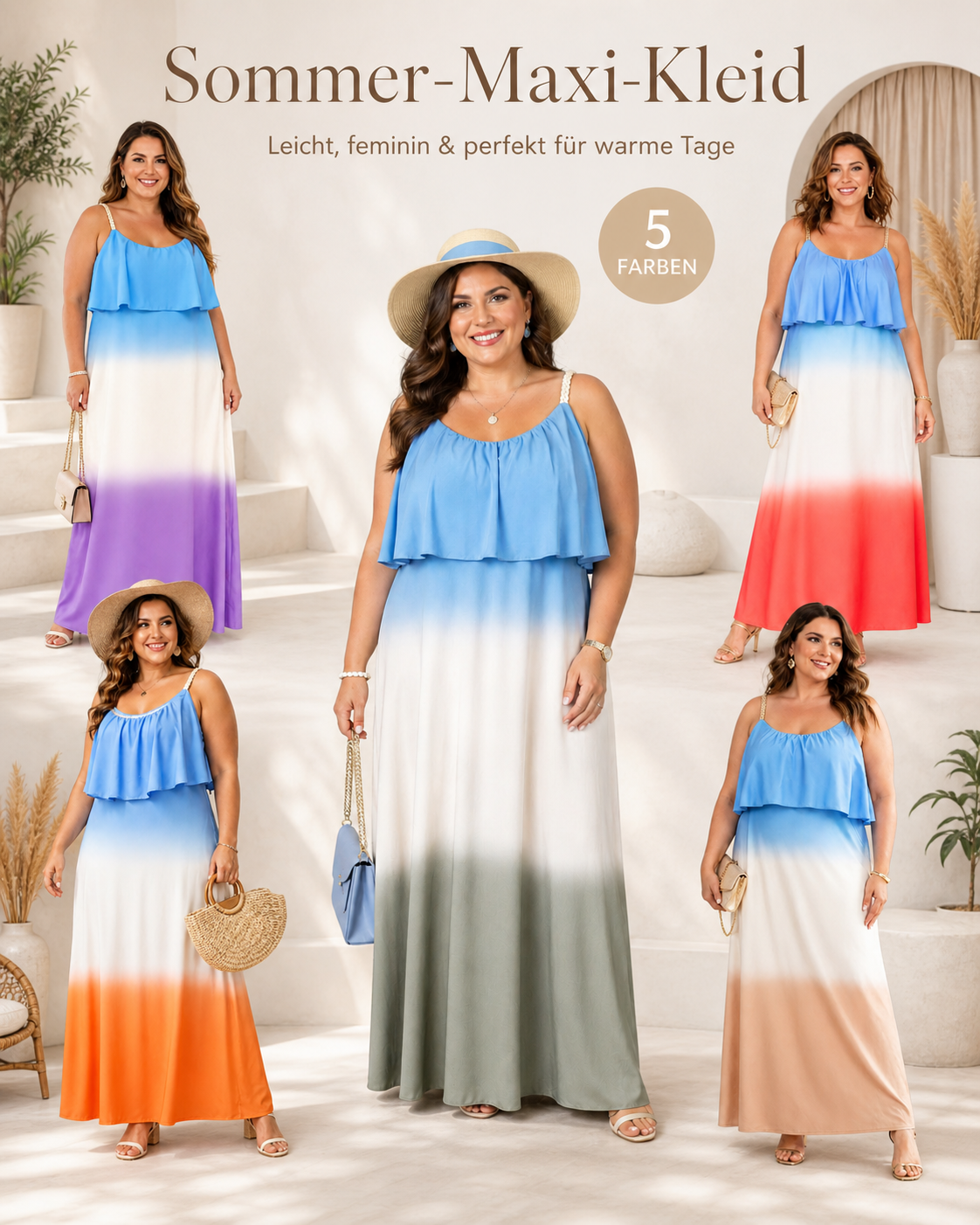 🌞 Maxikleid „Sommertraum“ – luftig, feminin & perfekt für warme Tage 💙🤍Gr. 42-48