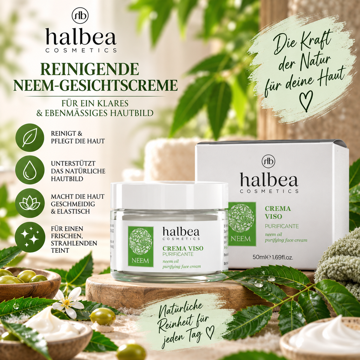 🌿💚 Reinigende Neem-Gesichtscreme – 50 ml 💚🌿