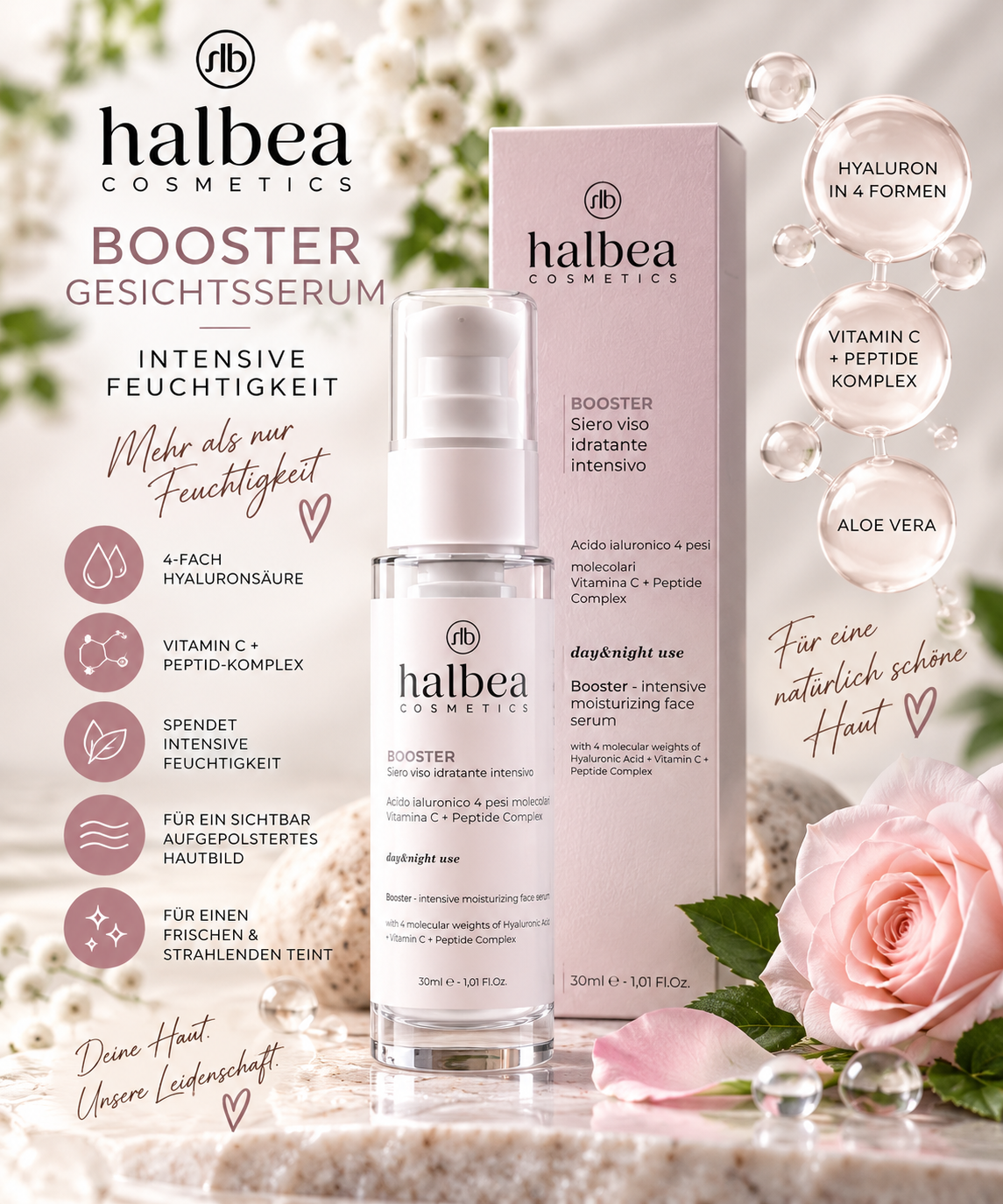 💧✨ Booster-Gesichtsserum – Intensive Feuchtigkeit – 30 ml ✨💧