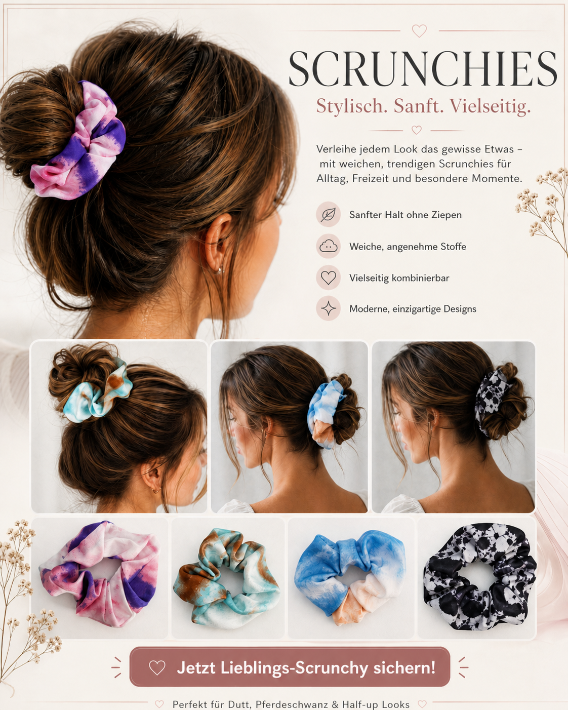 🌸 Lieblings-Scrunchies – Stylisch, sanft & vielseitig für deinen Look ✨