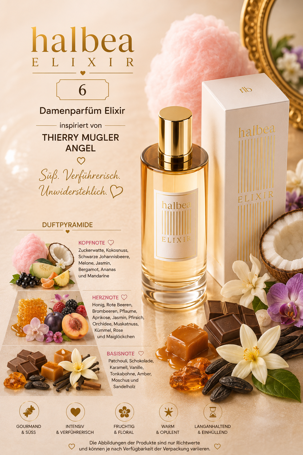 ⭐🍫 Halbea 6 – Damenparfum Elixir | inspiriert von Thierry Mugler – Angel 🍫⭐