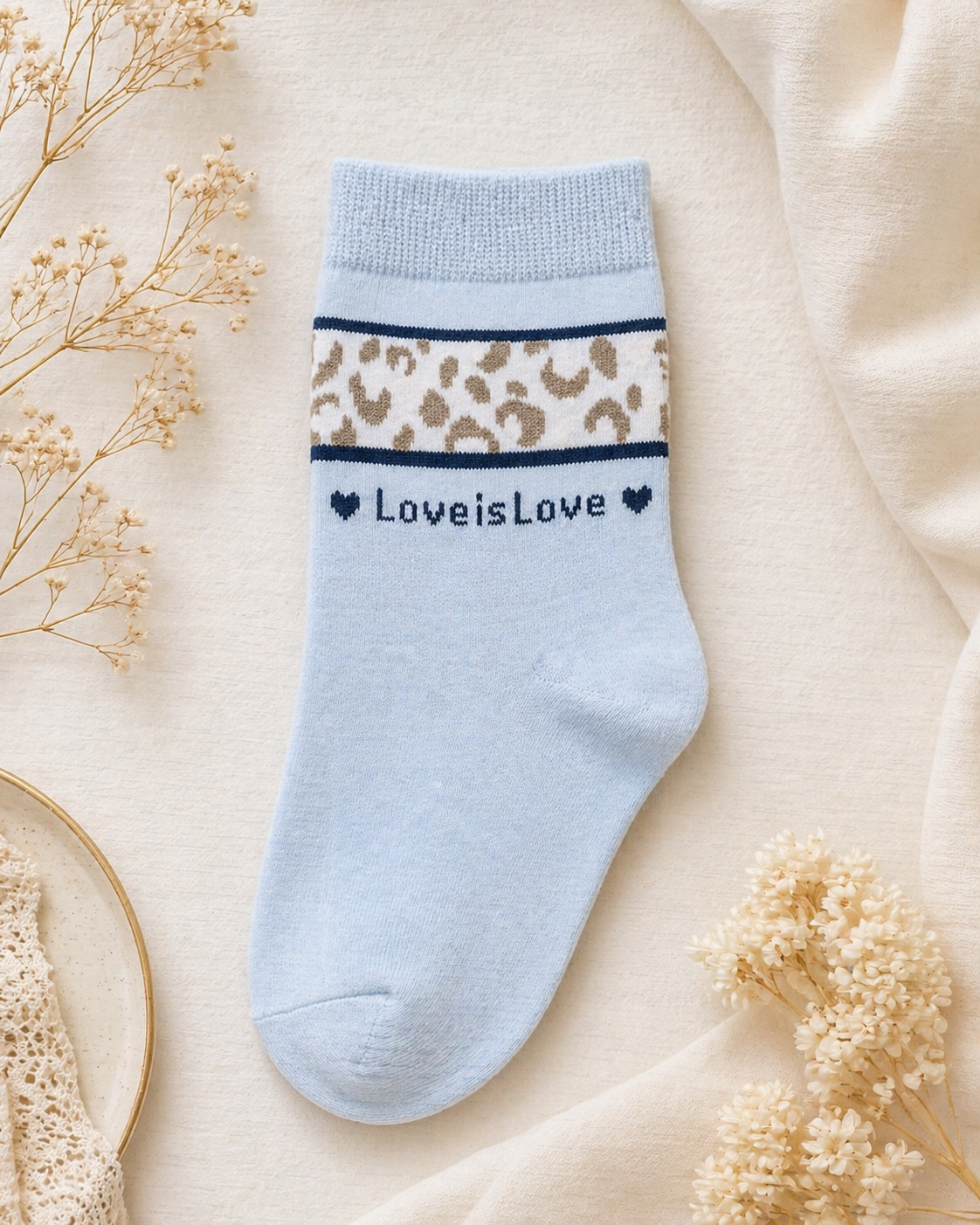 Love is Love Damen-Söckchen Gr. 36–41 – 4 Farben mit Leo-Muster 🧦💛💙💚🤎