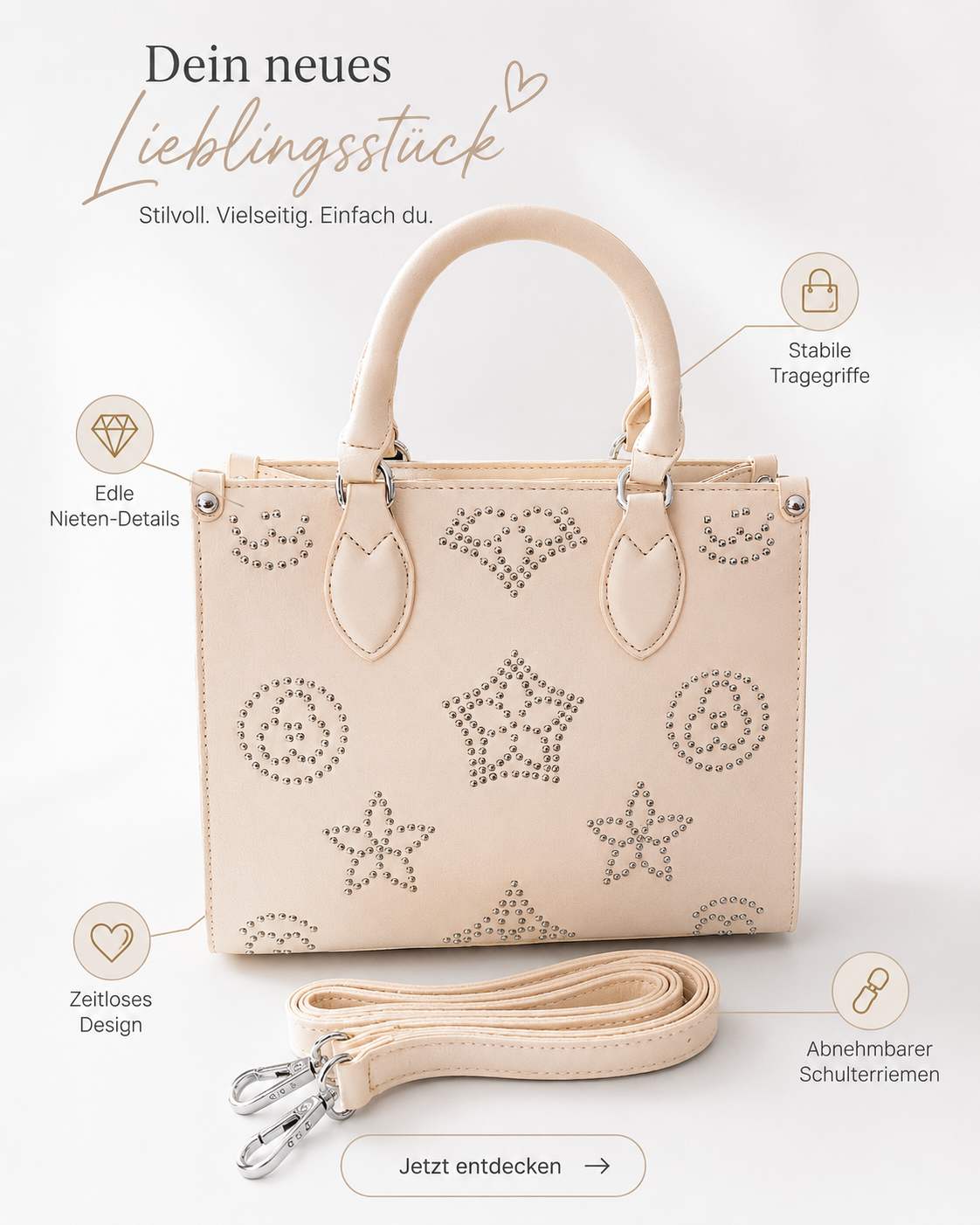 Handtasche im edlen Design ✨👜💖 – 3 Farben erhältlich