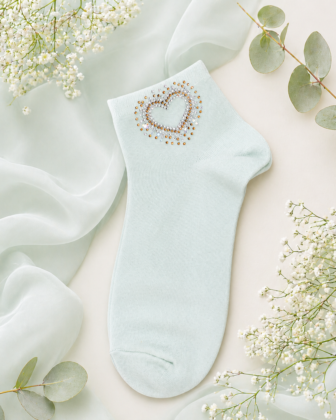 Strass-Söckchen „Offenes Herz“ | Größe 38–41 | 4 Farben