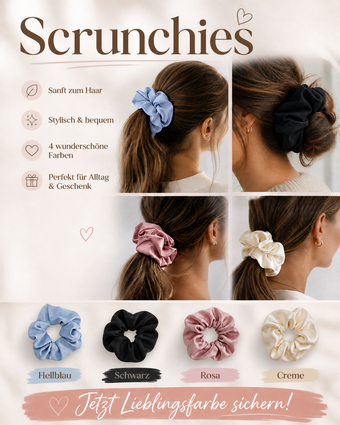 ✨ Scrunchies – stylisch, sanft & wunderschön für jeden Tag ✨