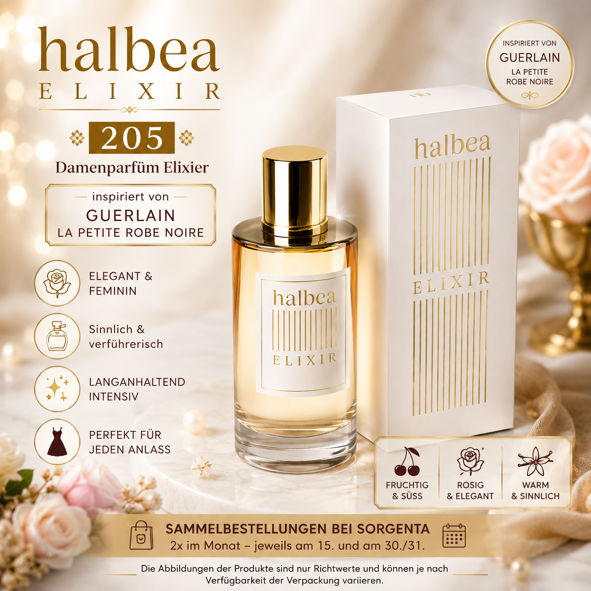 🌹✨ Halbea 205 – Damenparfüm Elixier | inspiriert von Guerlain – La Petite Robe Noire ✨🌹