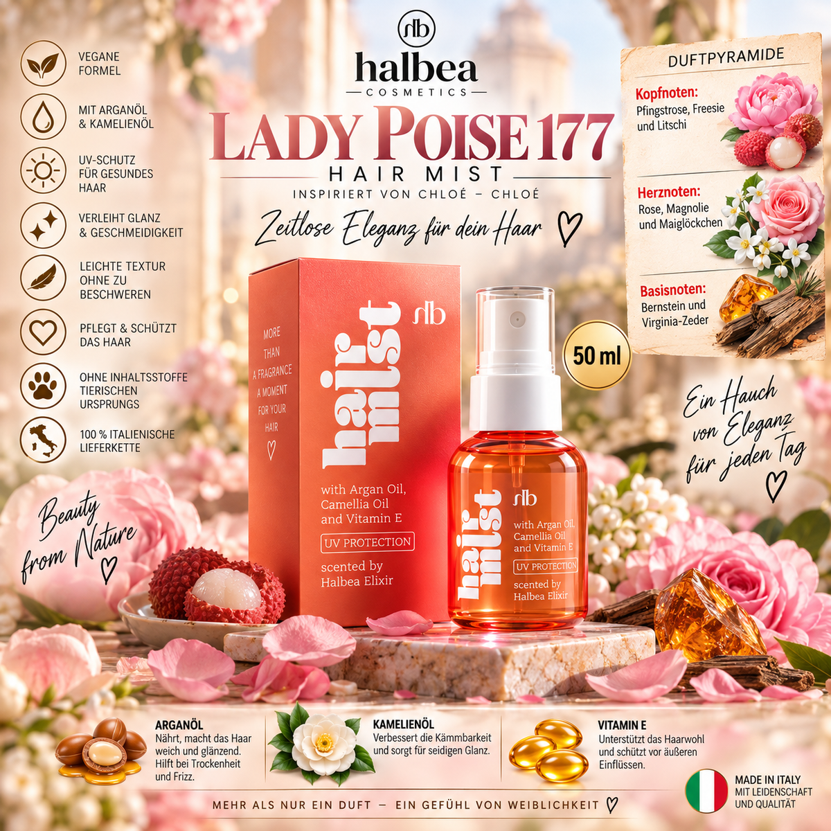 🌸✨ Lady Poise 177 – Haarparfum 50 ml ✨🌸 💕 Inspiriert von Chloé – Chloé | Hair Mist von Halbea