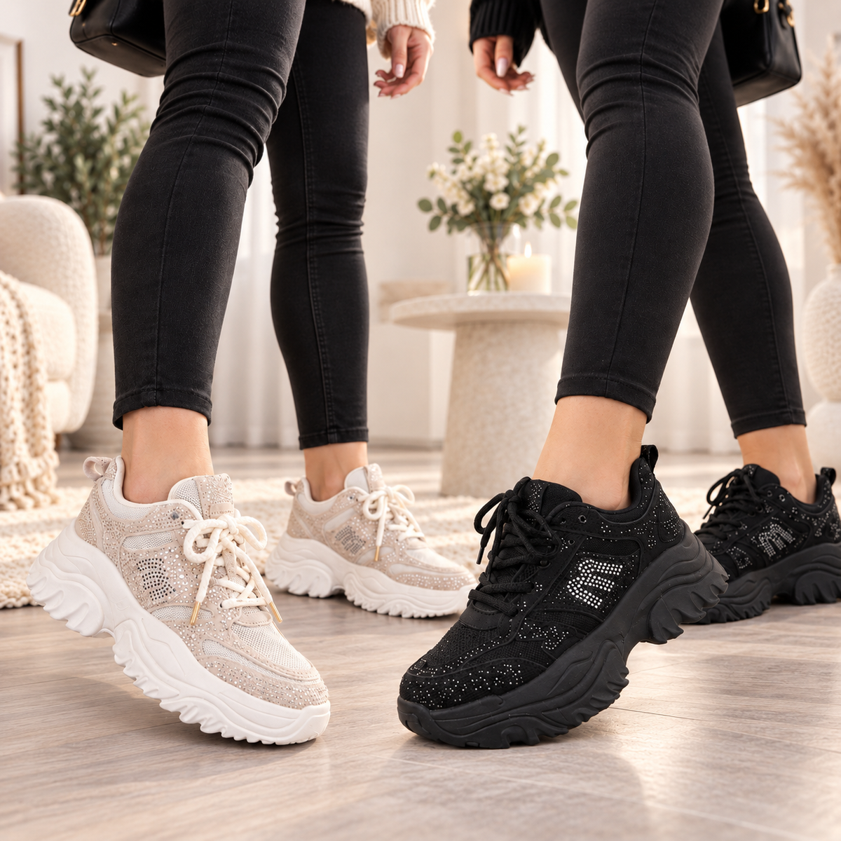 ✨ Chunky Glitzer Sneaker – 2 Farben | Größe 36–41 ✨  🌟 Stylisch. Funkelnd. Ultra bequem.