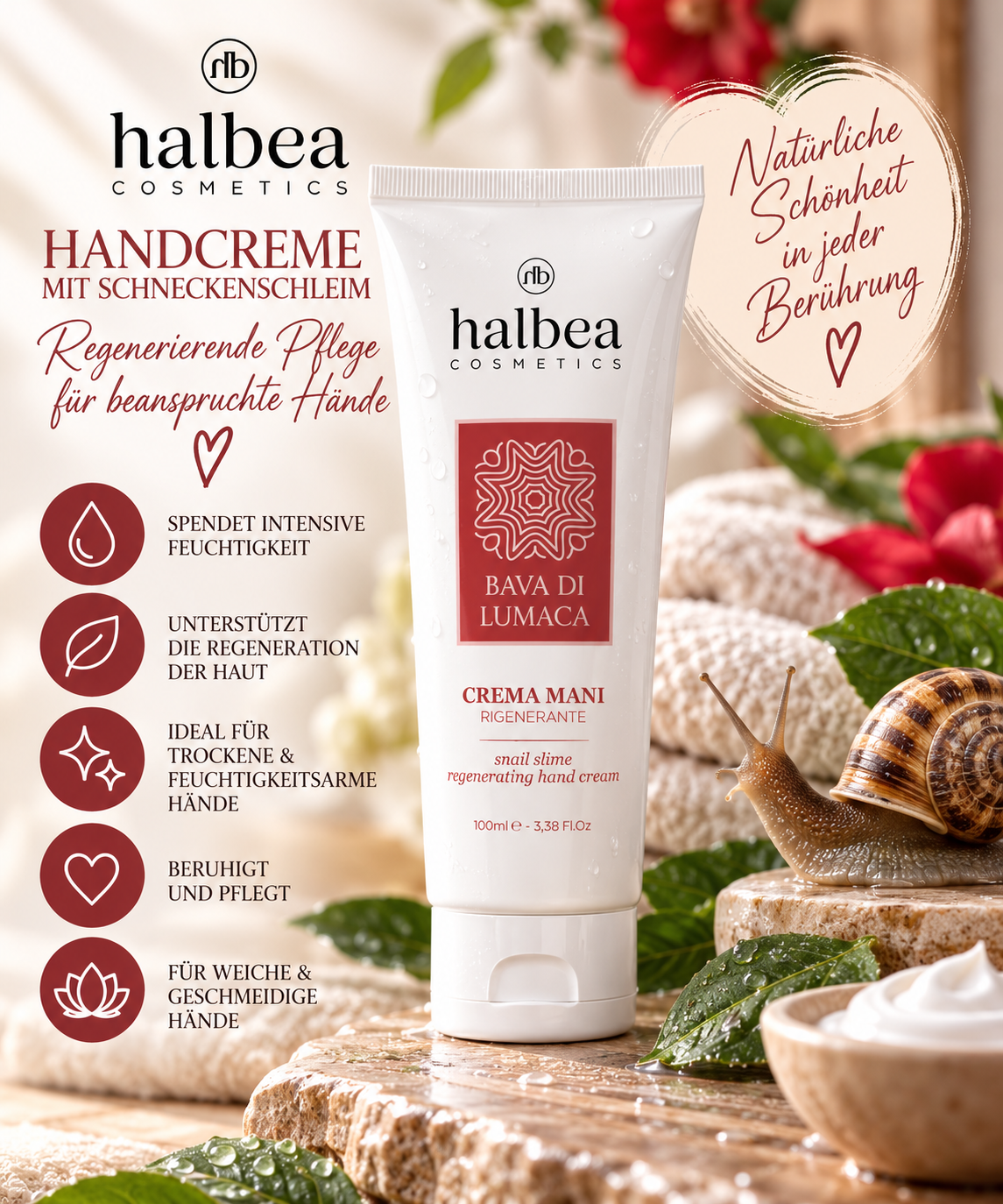 🐌✨ Regenerierende Handcreme mit Schneckenschleim – 100 ml ✨🐌