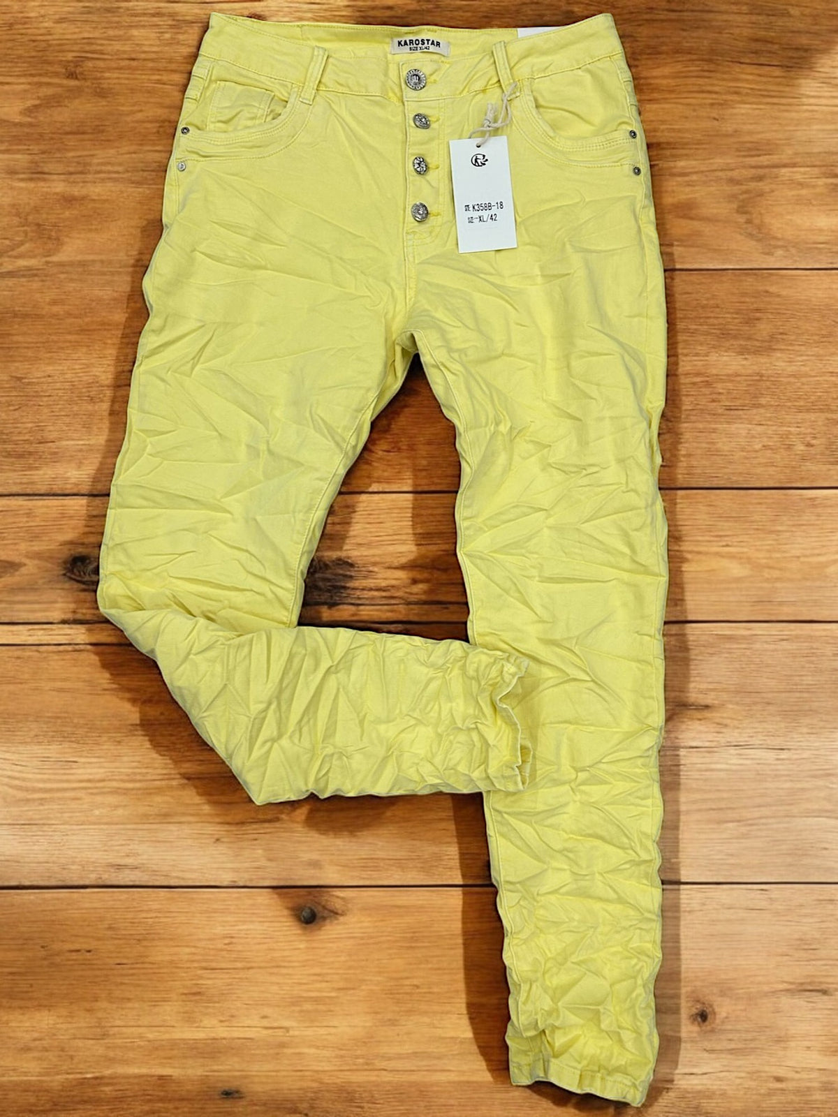 🌞 Karostar Damen-Jeans K358B-18 – Sonniges Gelb 🌞in versch. Größen
