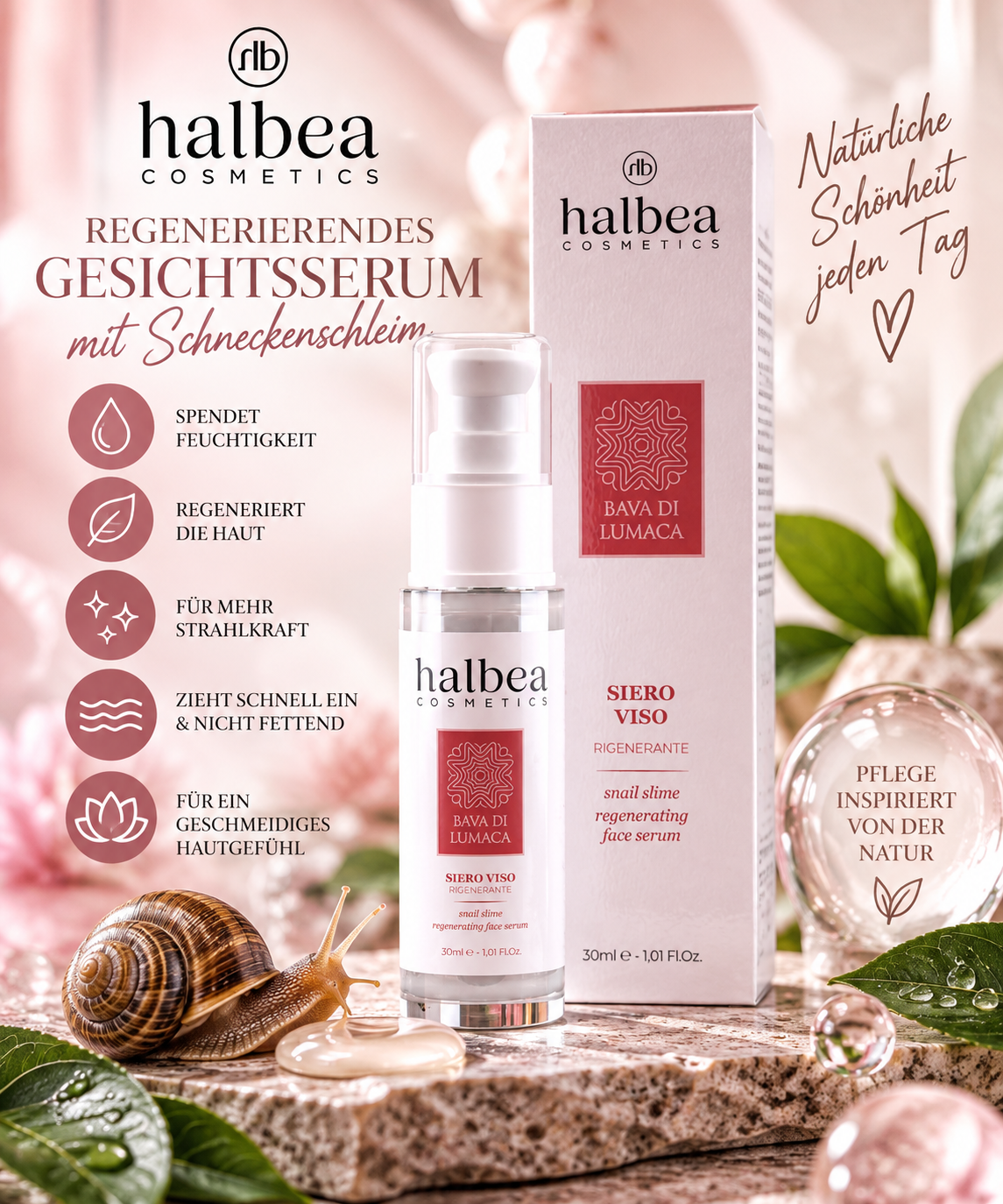 🐌✨ Regenerierendes Gesichtsserum mit Schneckenschleim – 30 ml ✨🐌