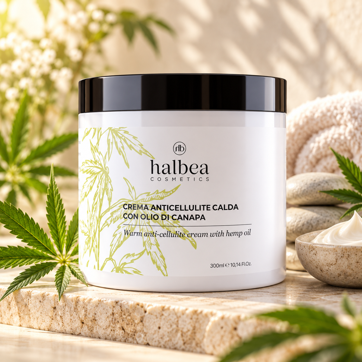 🔥🌿 Warme Anti-Cellulite-Creme mit Hanföl – 250 ml 🌿🔥