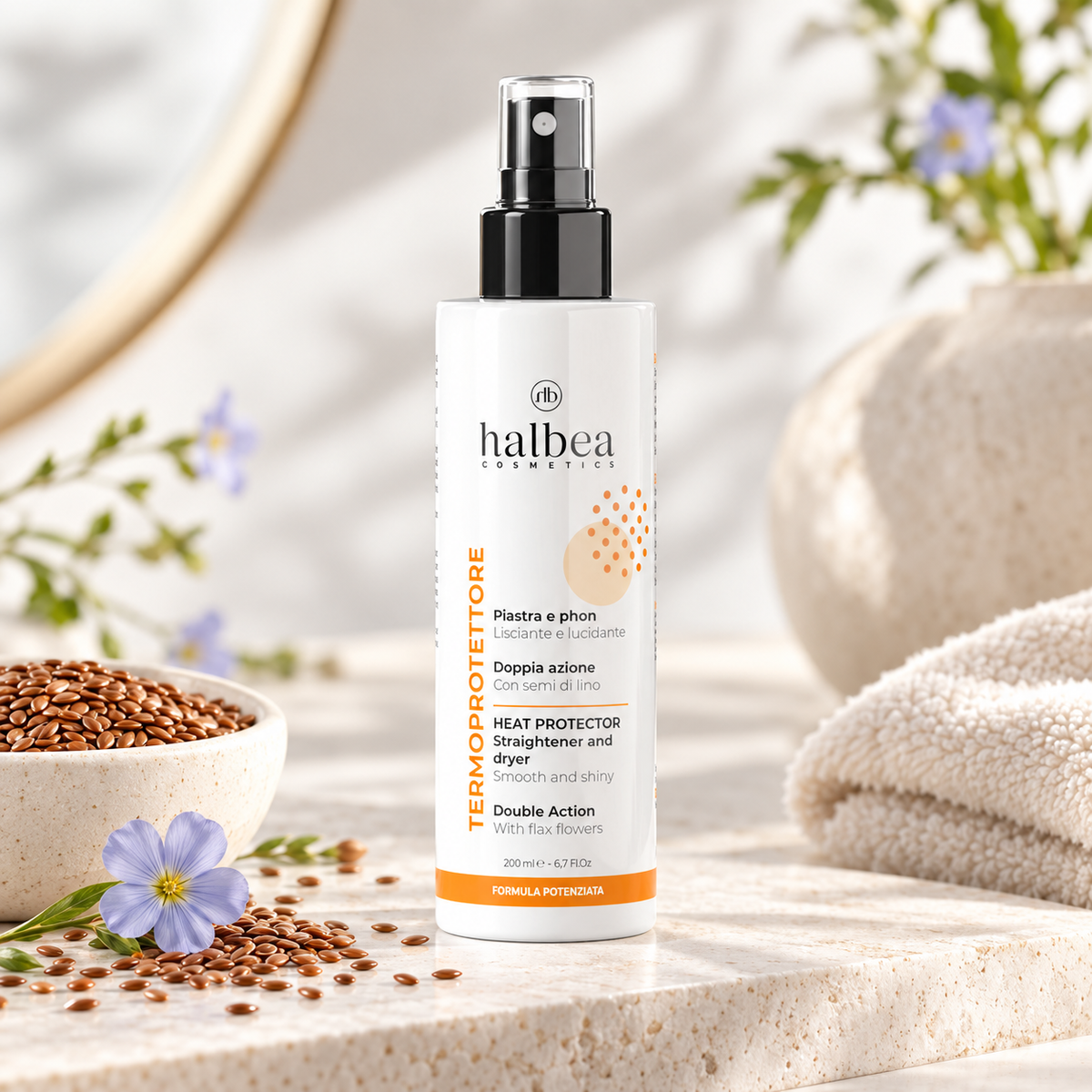 🔥💇‍♀️ Thermoschutzspray Doppelaktion mit Leinsamen – 200 ml 💇‍♀️🔥