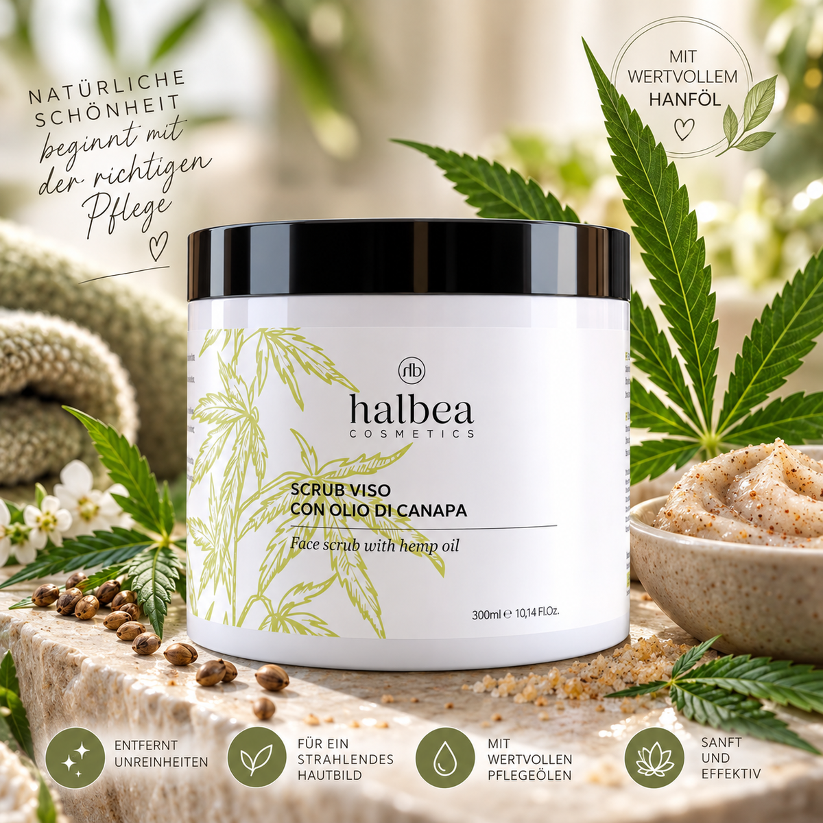 🌿✨ Gesichtspeeling mit Hanföl – 250 ml ✨🌿